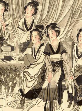古代人物画仕女图挂画琴房布置古琴古筝教室新中式装饰画中国风