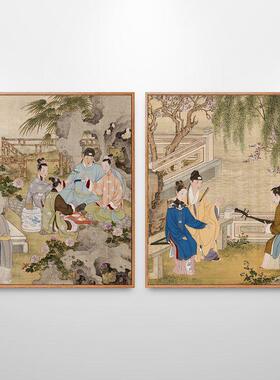 燕寝怡情图古代人物男女情趣画新中式卧室装饰画足疗店会所挂画