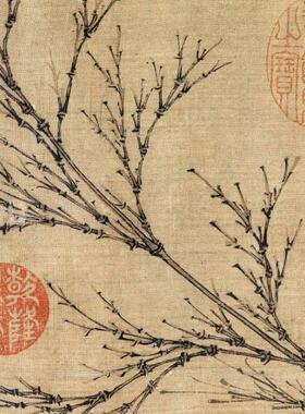 幽篁戴胜图赵孟俯新中式装饰画玄关走廊挂画横版工笔花鸟画国画