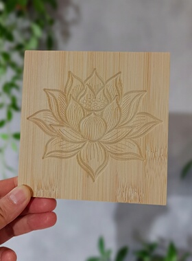 竹木质荷花木雕家具柜门贴花浮雕