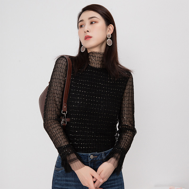 佳人苑女2021年新款冬装网纱小衫 佳人苑T恤