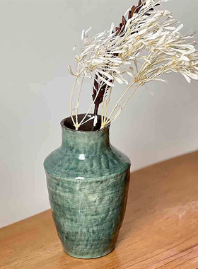 高颜值锤纹釉陶花器水培陶瓷花瓶