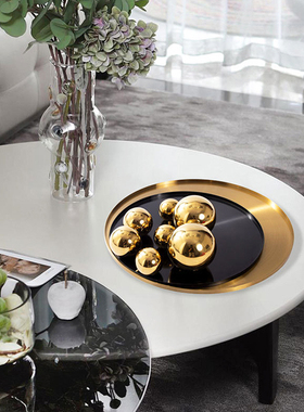 意式风客厅茶几黑色不锈钢装饰品