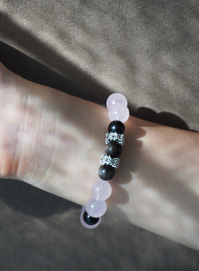 鹿与花园原创马粉银曜石水晶手串