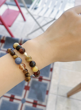 天然招财黄水晶手串转运虎眼石