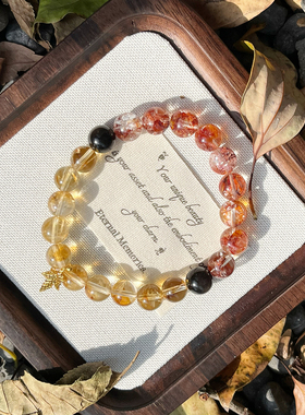 鹿与花园红胶花银曜石水晶手串