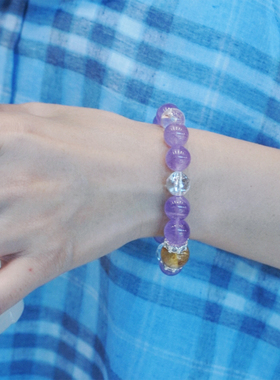 鹿与花园紫水晶白阿塞黄塔晶手串