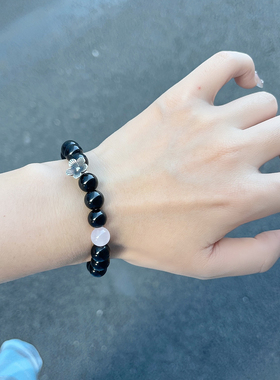 鹿与花园天然黑曜石水晶手串设计