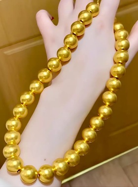 大圆珠沙金空心项链司凤同款仿真黄金色贵妇气质圆球串珠锁骨链