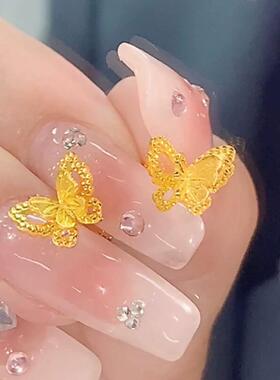 黄金色小仙蝶耳钉双层蝴蝶