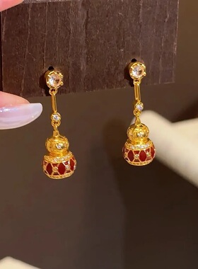 红色琳琅葫芦项链露思同款仿真黄金色镀金传颂套链新中式锁骨链女