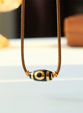 九眼天珠吊坠仿真黄金三六眼横版天珠金店同款项链轻奢时尚毛衣链