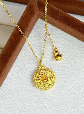 八宝罗盘流苏葫芦项链仿真黄金沙金花丝吊坠福禄套链新中式送女友
