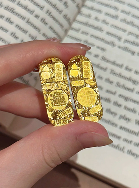 招财纳福牌沙金吊坠碎冰冰项链仿真黄金暴富吉言牌小金条锁骨链