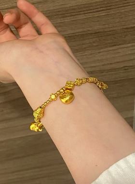 小胖福锤纹葫芦手链仿真黄金沙金手串女福禄新中式过分金坨坨首饰