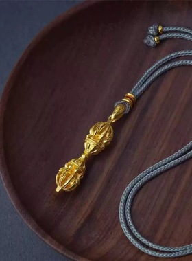 金刚杵吊坠藏式降魔金刚杵沙金项链仿真黄金男女轻奢高级感锁骨链