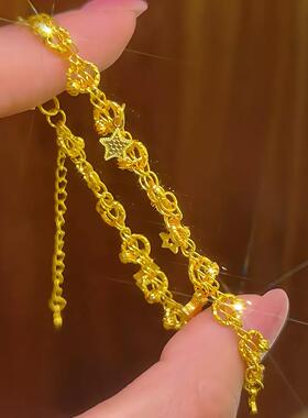 捕梦星星蕾丝手链沙金仿真黄金色镀金手串星星轻奢高级感金店同款