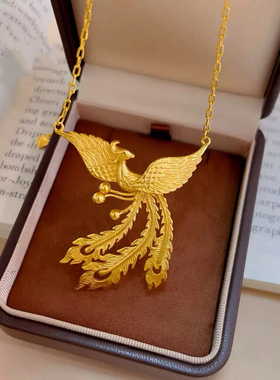 凤凰项链孔雀吊坠订婚仿真三金拍照婚嫁凤飞九天结婚五金假黄金