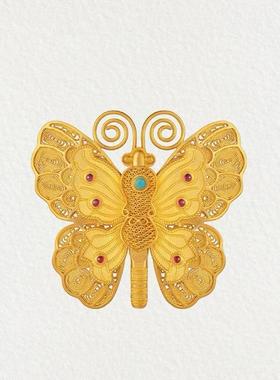 古法琳琅宫廷花丝蝴蝶吊坠