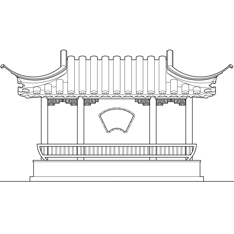 扇亭施工图CAD文档电子版 掌柜推荐卷棚歇山顶亭平立剖节点大样图 - 图3