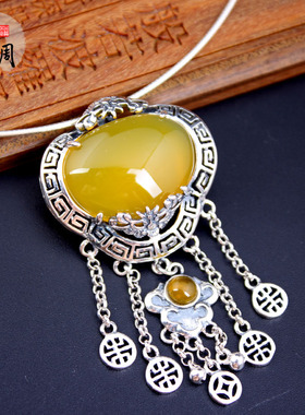 纯银复古民族风流苏吊坠