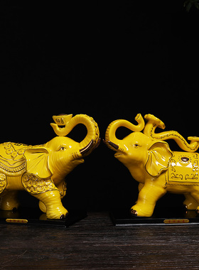 创意陶瓷大象摆件一对招财客厅