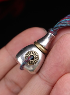 藏式银嵌铜925精工雕刻扎基拉姆文玩三通佛头佛珠diy手串配件配饰