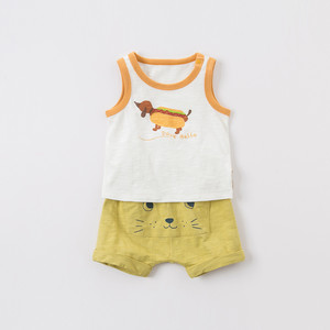 戴维贝拉童装男童套装2020夏装新款儿童纯棉衣服宝宝洋气背心套装