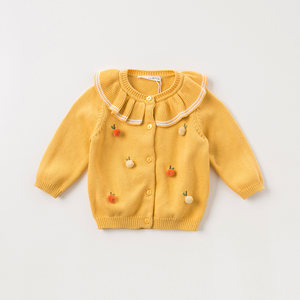 davebella戴维贝拉小童针织开衫春装新款女童针织衫 宝宝毛衣开衫