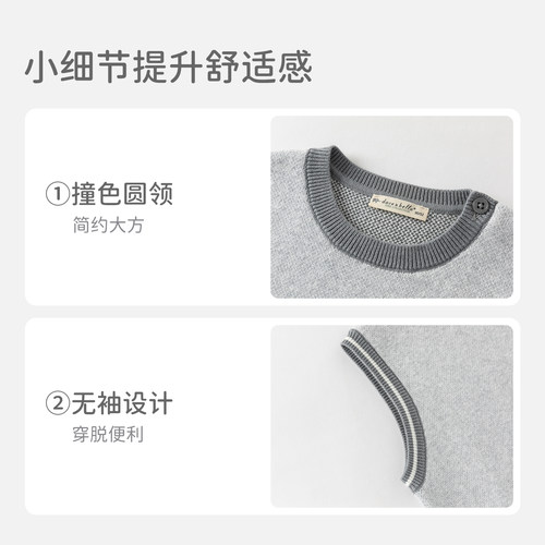 戴维贝拉儿童抗静电毛衣背心2026秋装新男童宝宝熊猫纯棉针织马甲 - 图3