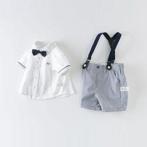 六一演出服戴维贝拉男童夏装儿童周岁礼服套装男孩衣服宝宝背带裤