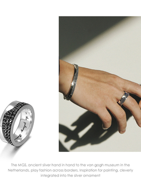 MGS单身戒黑宝石复古戒指男