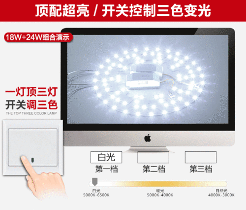 LED灯板吸顶灯改造灯板环形光源改装节能灯贴片芯片改造灯带磁铁 - 图1