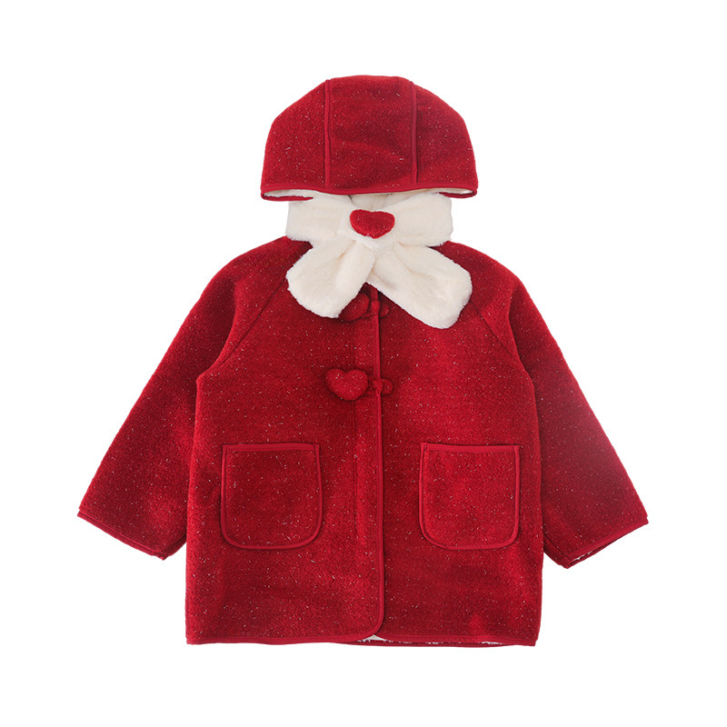 女童毛呢大衣女2025新款加厚中长款时尚高端韩版洋气冬季围巾外套,淘宝优惠券,粉丝福利购,淘宝优惠卷