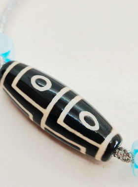 材质折线四眼西藏天珠海蓝手绳