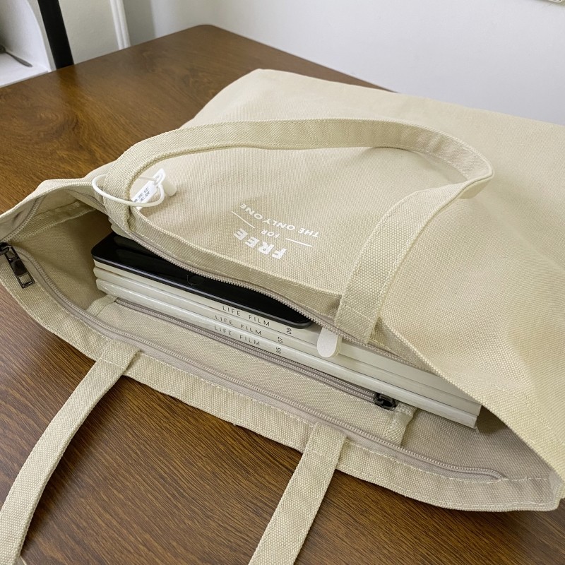 STARRY SEA大容量洗水帆布包单肩包包2024新款通勤百搭拉链大包女,淘宝优惠券,粉丝福利购,淘宝优惠卷