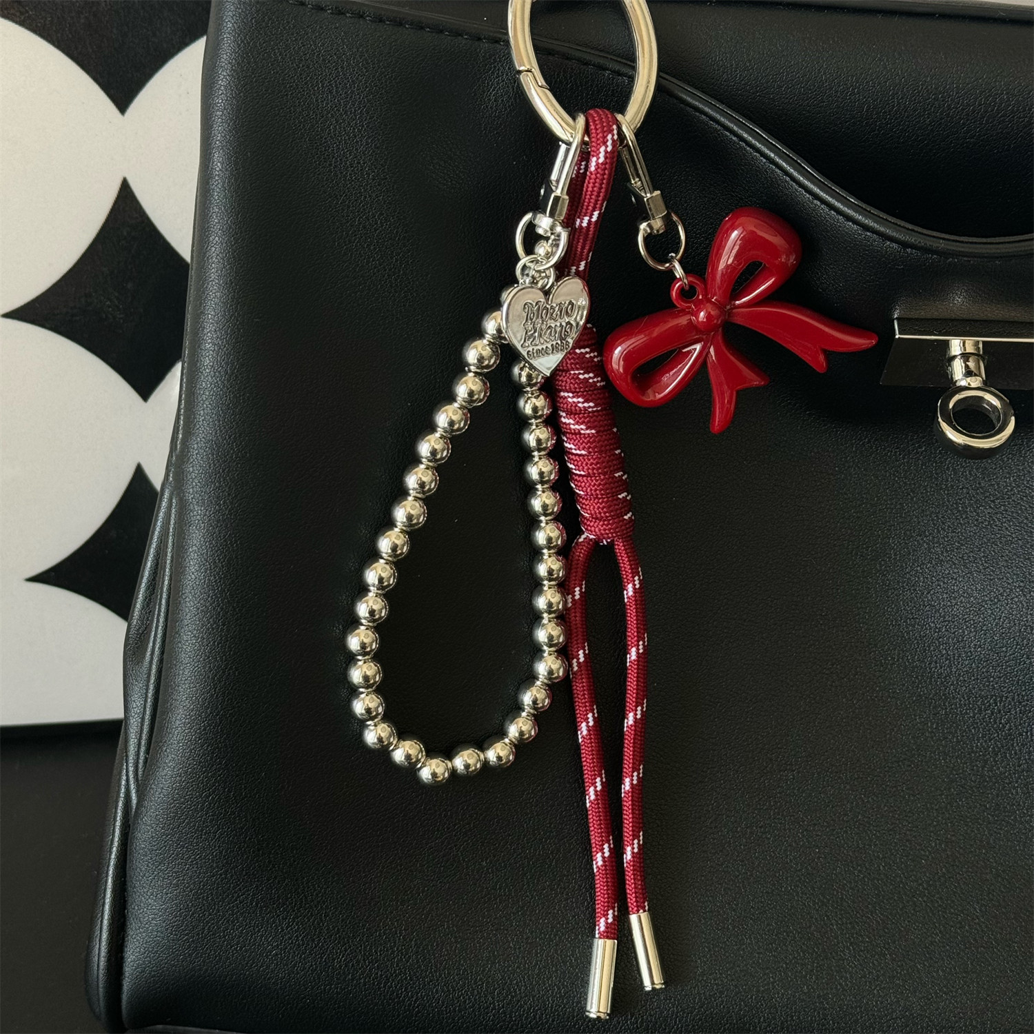 miu系安可拉红新年红蝴蝶结银色包包挂件汽车钥匙扣挂件高级感,淘宝优惠券,粉丝福利购,淘宝优惠卷