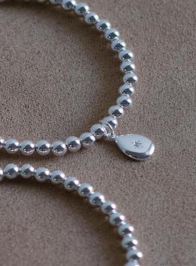 韩版星芒锆石爱心水滴纯银手链