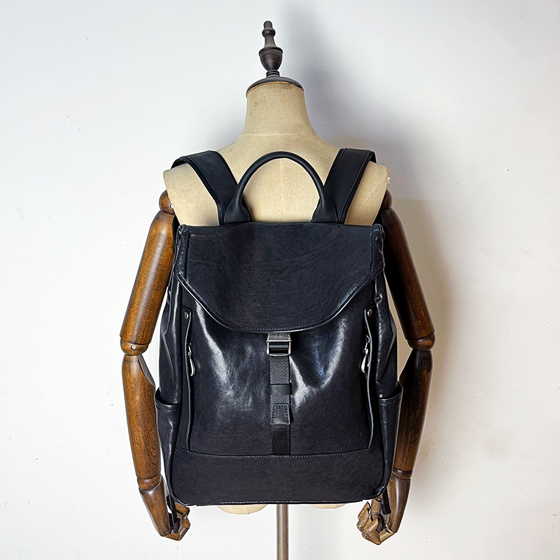 高级感植鞣皮双肩包真皮男士小号电脑背包头层牛皮男包通勤书包潮 - 图3