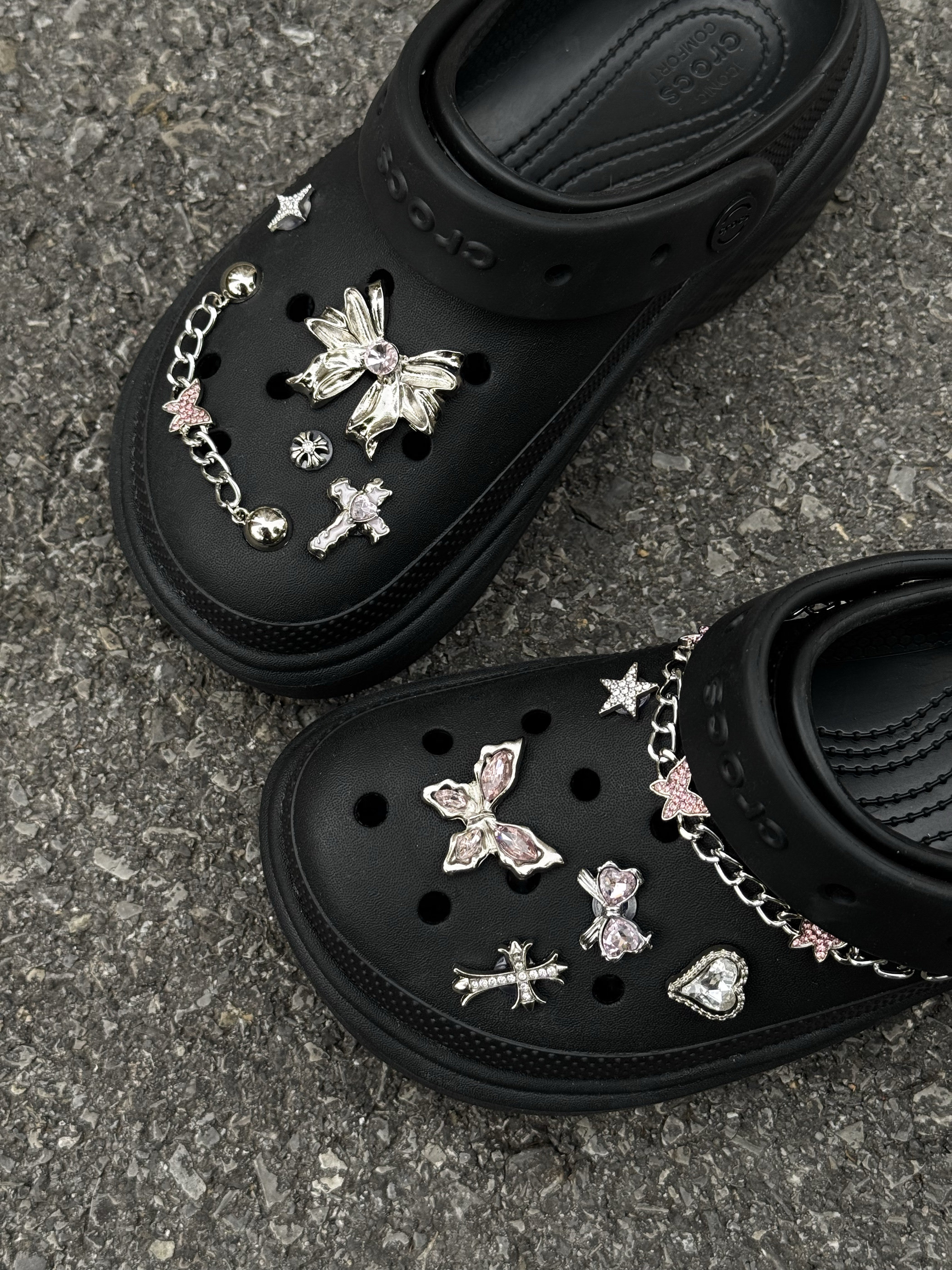 粉蝶梦境洞洞鞋鞋花水钻蝴蝶结合金鞋扣适配crocs卡洛驰链条配件,淘宝优惠券,粉丝福利购,淘宝优惠卷