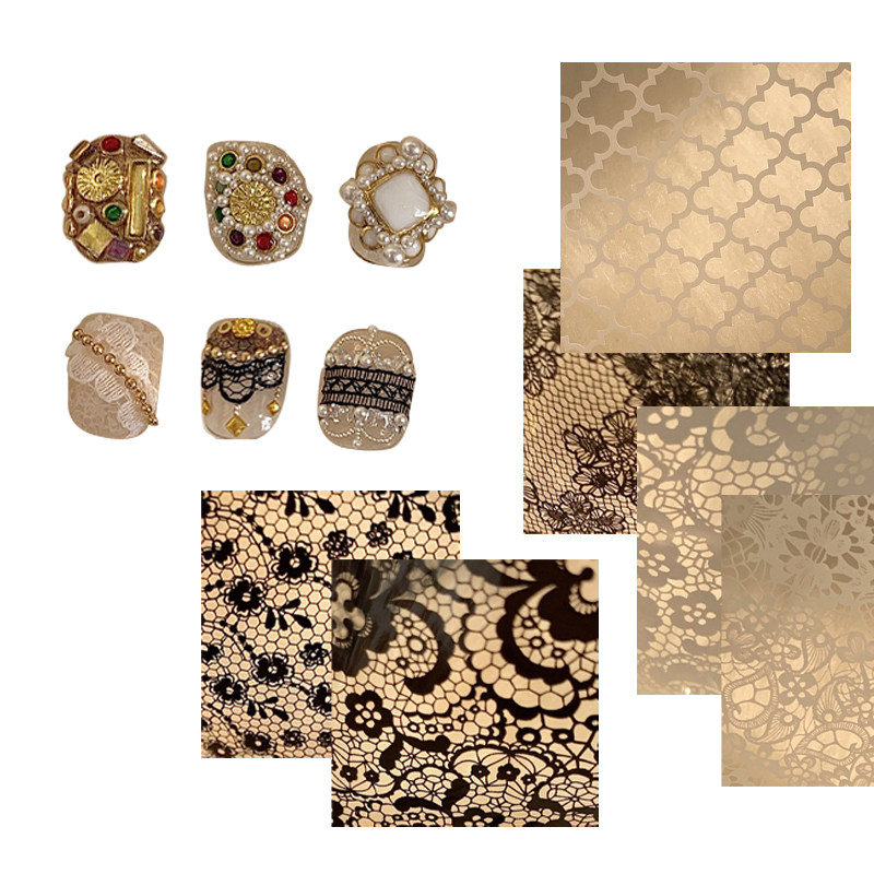 1CM2原创美甲 中古老钱蕾丝 秋冬指甲柳丁钢板印花贴纸 饰品合集,淘宝优惠券,粉丝福利购,淘宝优惠卷