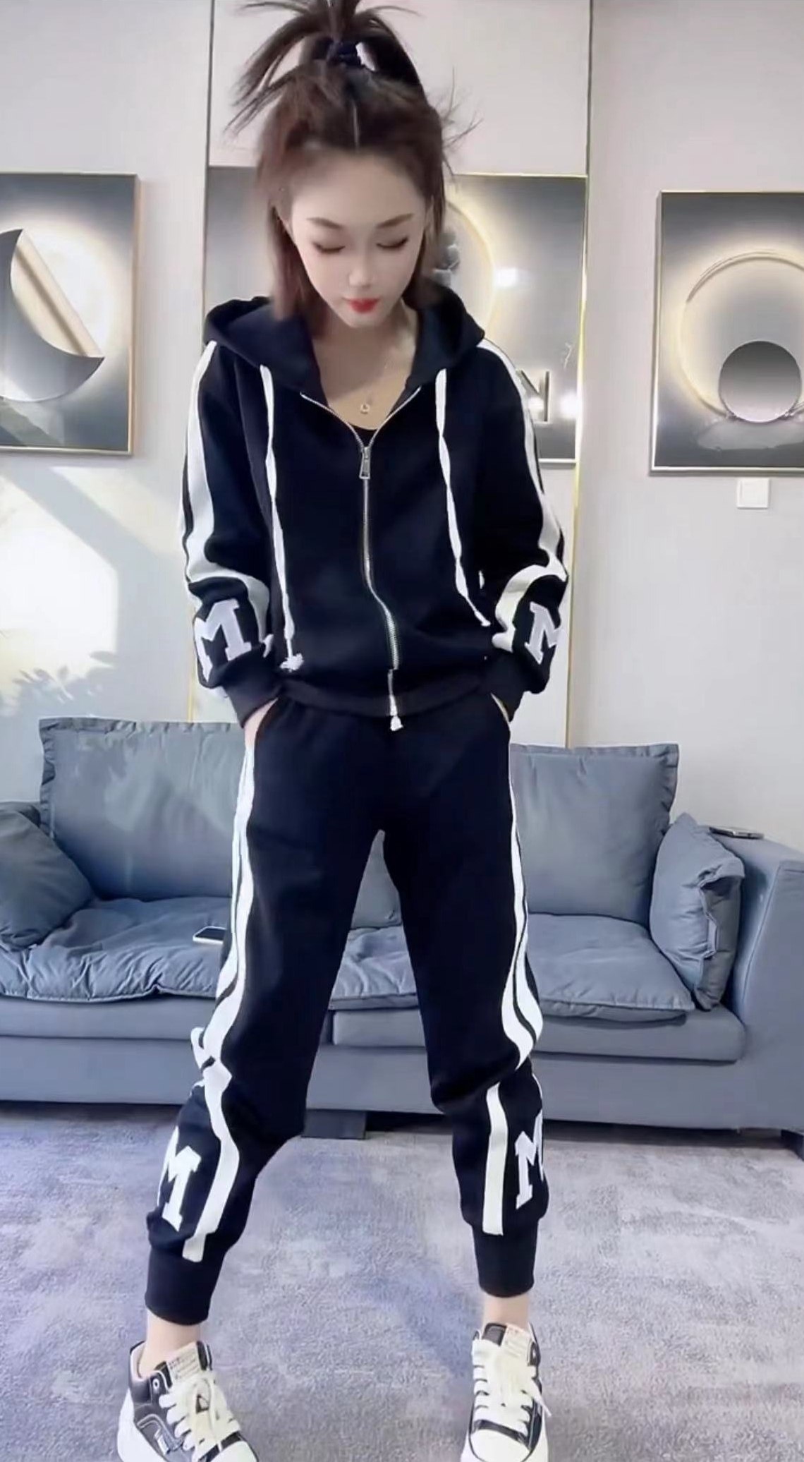 2025春秋季新款韩版洋气百搭时尚休闲运动服套装女卫衣卫裤两件套,淘宝优惠券,粉丝福利购,淘宝优惠卷