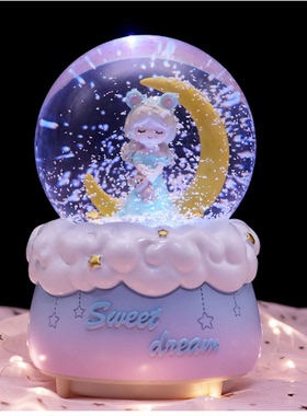 ins樱花树八音盒飘雪旋转水晶球
