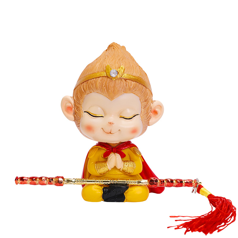 迷你齐天大圣孙悟空摆件摇头汽车车摆创意可爱家居桌面小装饰品 - 图3