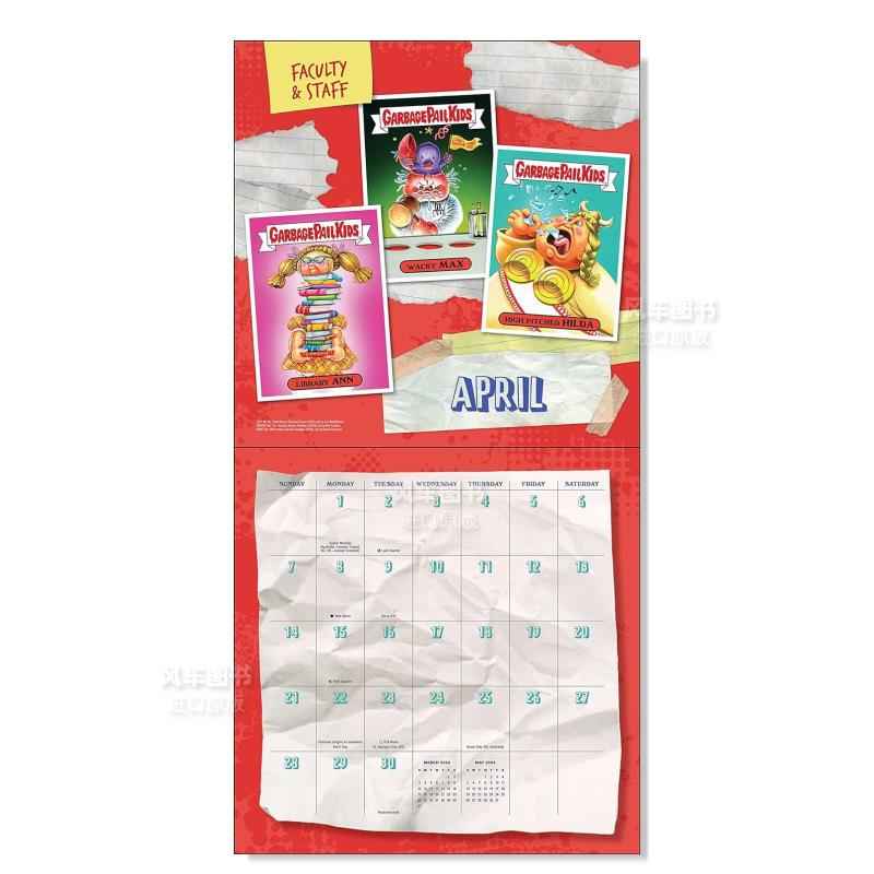 【预 售】垃圾桶小子：2024 年挂历Garbage Pail Kids 2024 Wall Calendar日历 原版图书进口外版书籍The Topps Company Harry N. - 图1