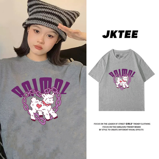 Pure cotton printed short-sleeved T-shirt for women loose summer