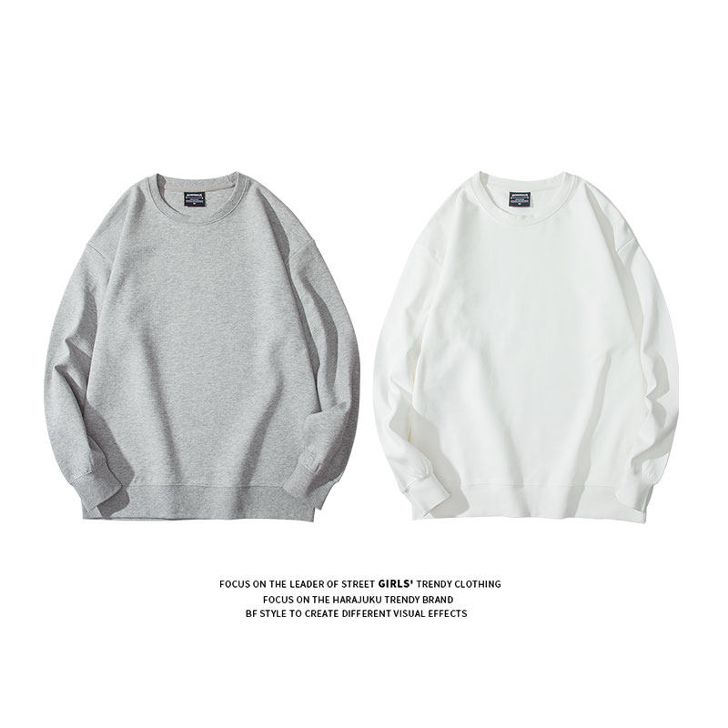 简约纯色灰色加绒秋季宽松ins卫衣 jktee卫衣/绒衫