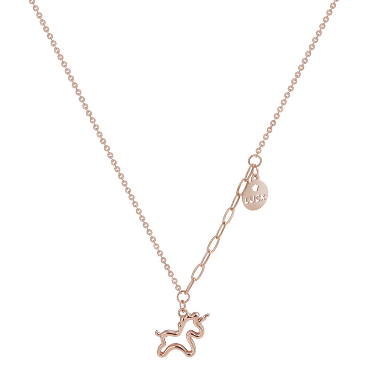 弥高18K玫瑰金黄金幸运独角兽吊坠k金女式素金调节项链锁骨链,淘宝优惠券,粉丝福利购,淘宝优惠卷
