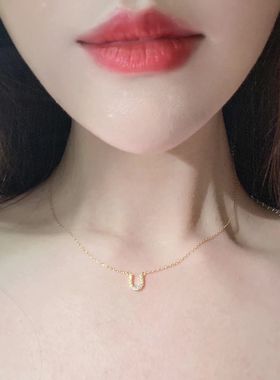 日本幸运U形马蹄铁吊坠agetes14K包金轻奢高级感设计百搭锁骨项链