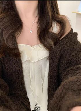 轻奢高级感四叶草项链莫桑钻简约设计师镶嵌锆石百搭精致女锁骨链